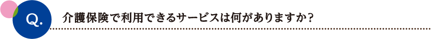 介護保険で利用できるサービスは何がありますか？